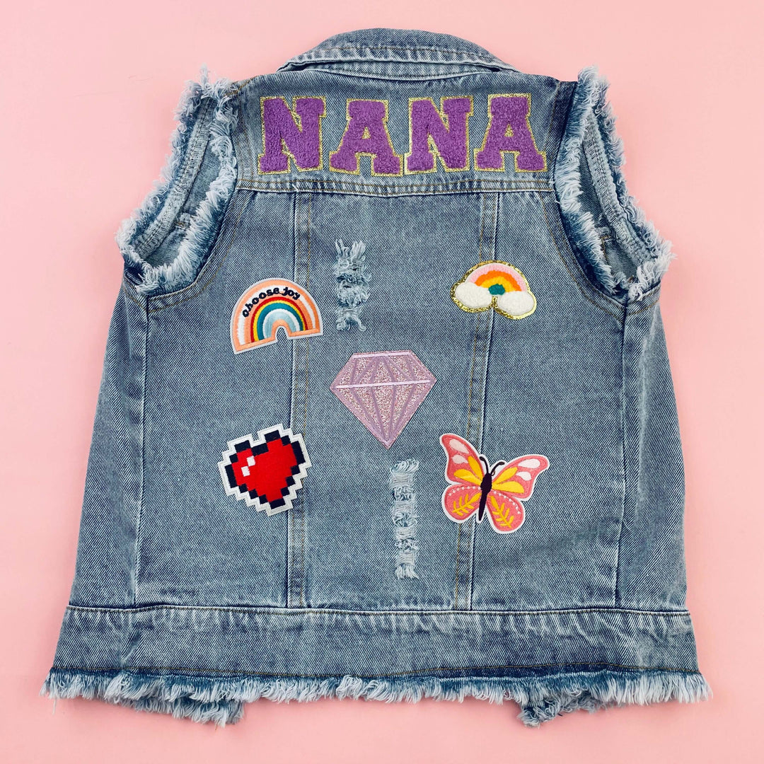 Personalized Children’s Patch Denim Vest – Custom Name Jean Vest for Boys & Girls