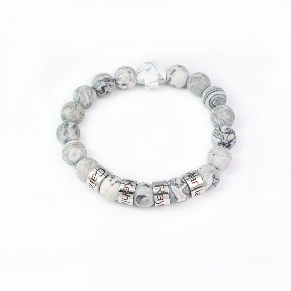 Custom Name Cross-Shaped Gemstone Bracelet 20cm - Daily Wear & Keepsake Gift