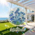 Azure Bloom Whisper Acrylic Suncatcher – Serene Floral Window Hanging Decor