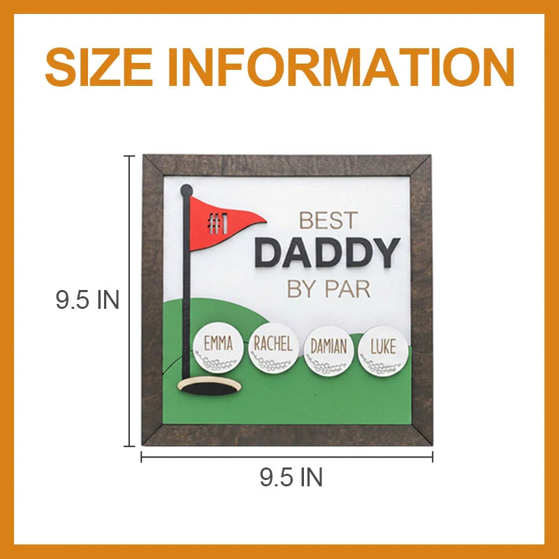 Best Dad by Par Wooden Golf Sign – Personalized Golf Décor Gift for Dad & Him