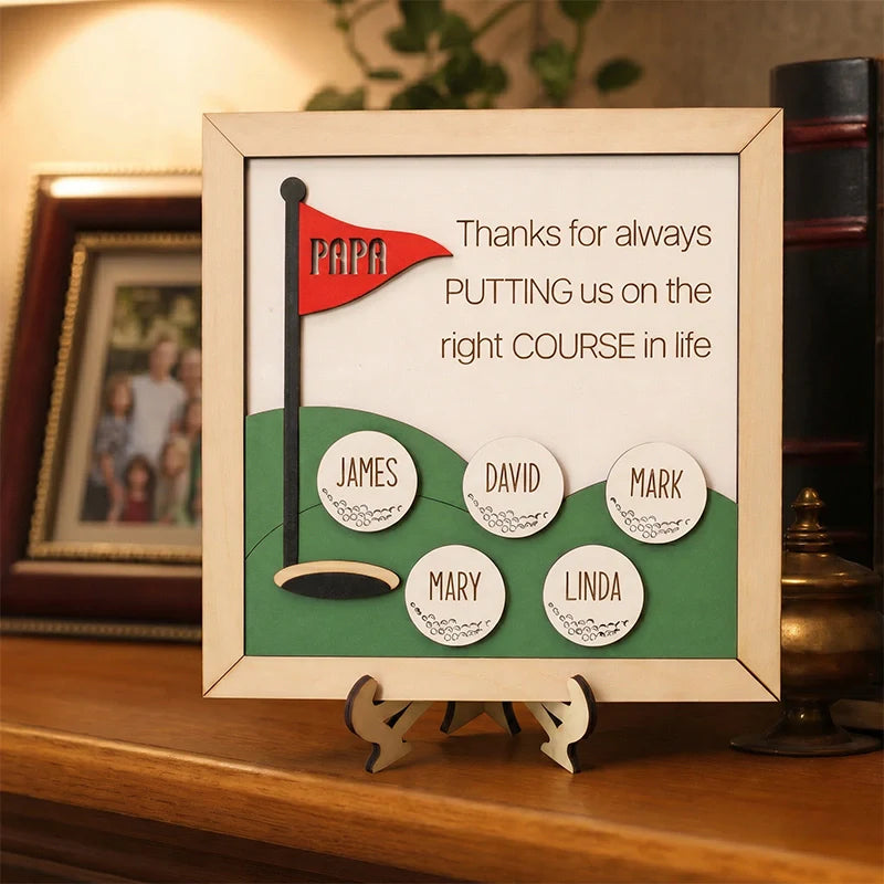 Best Dad by Par Wooden Golf Sign – Personalized Golf Décor Gift for Dad & Him