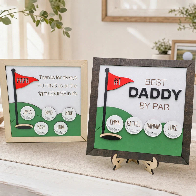 Best Dad by Par Wooden Golf Sign – Personalized Golf Décor Gift for Dad & Him