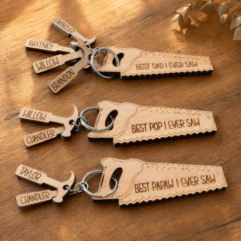 Best Dad “I Ever Saw” Hammer Keychain – Personalized Gift for Dad, Grandpa, Papa