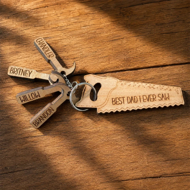 Best Dad “I Ever Saw” Hammer Keychain – Personalized Gift for Dad, Grandpa, Papa