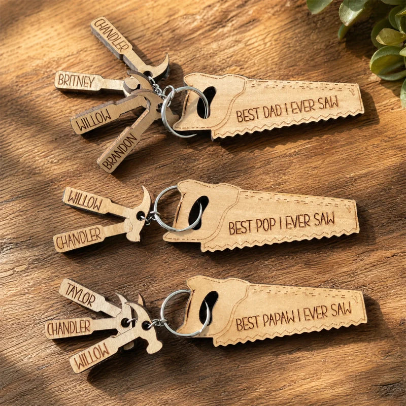 Best Dad “I Ever Saw” Hammer Keychain – Personalized Gift for Dad, Grandpa, Papa