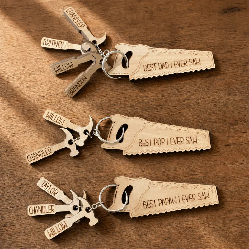 Best Dad “I Ever Saw” Hammer Keychain – Personalized Gift for Dad, Grandpa, Papa