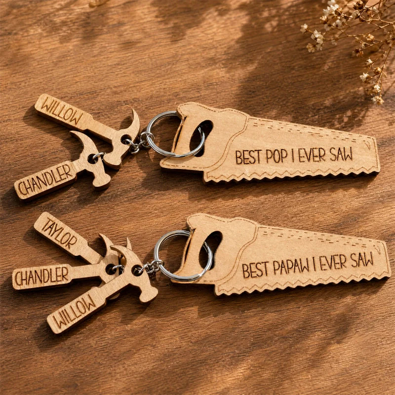 Best Dad “I Ever Saw” Hammer Keychain – Personalized Gift for Dad, Grandpa, Papa