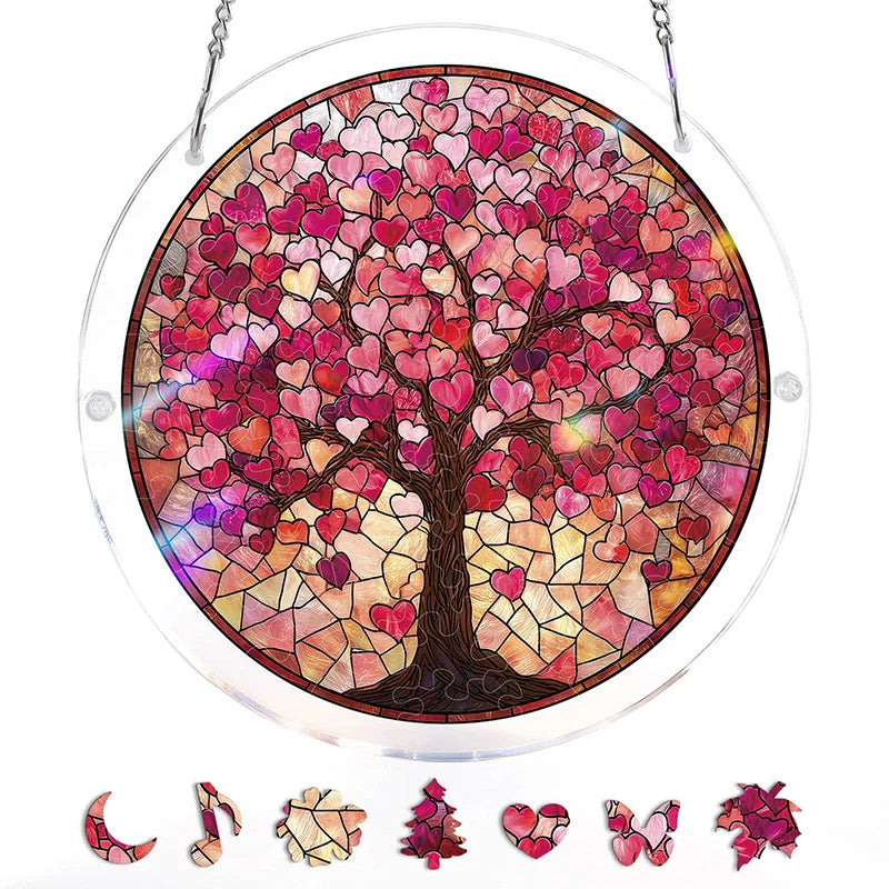 Branches of Love Acrylic Suncatcher Puzzle – Light Catching Window Art Décor