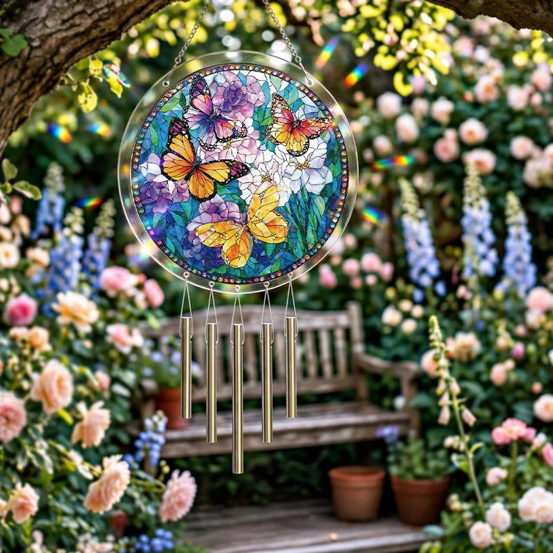Butterflies in Bloom Acrylic Suncatcher – Floral Butterfly Light-Catching Window Art Décor