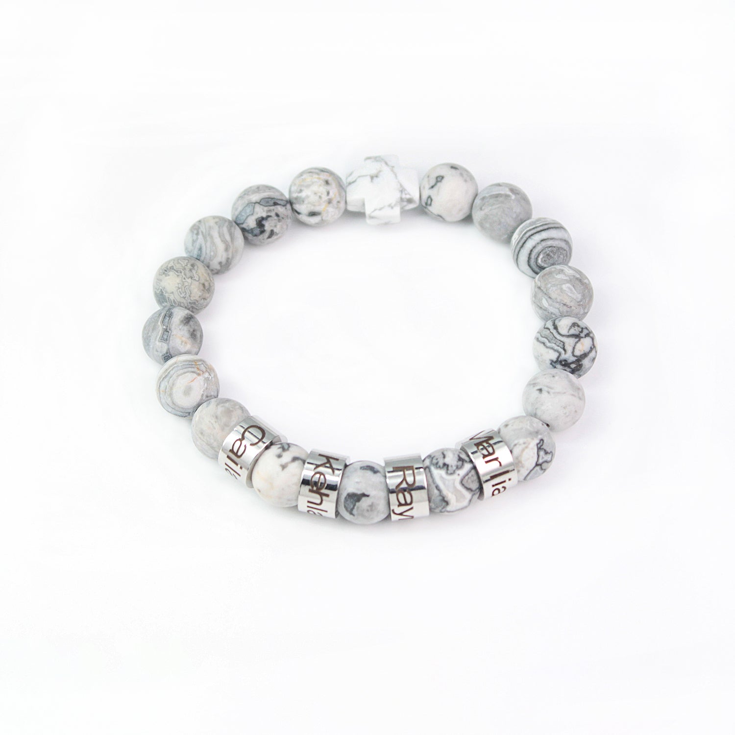 Custom Name Cross-Shaped Gemstone Bracelet 20cm - Daily Wear & Keepsake Gift