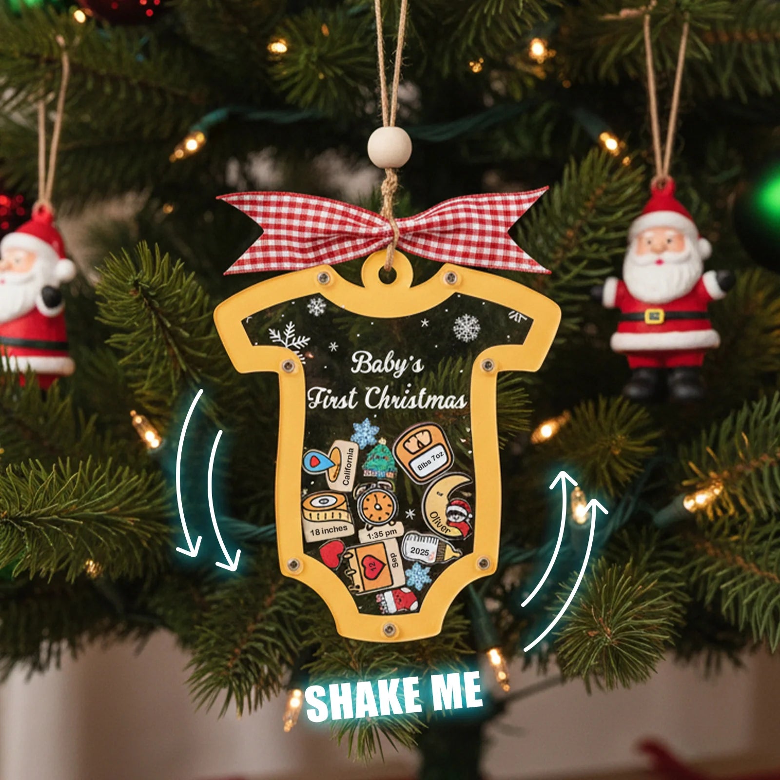 Personalized Baby’s First Christmas 2025 Shake Ornament