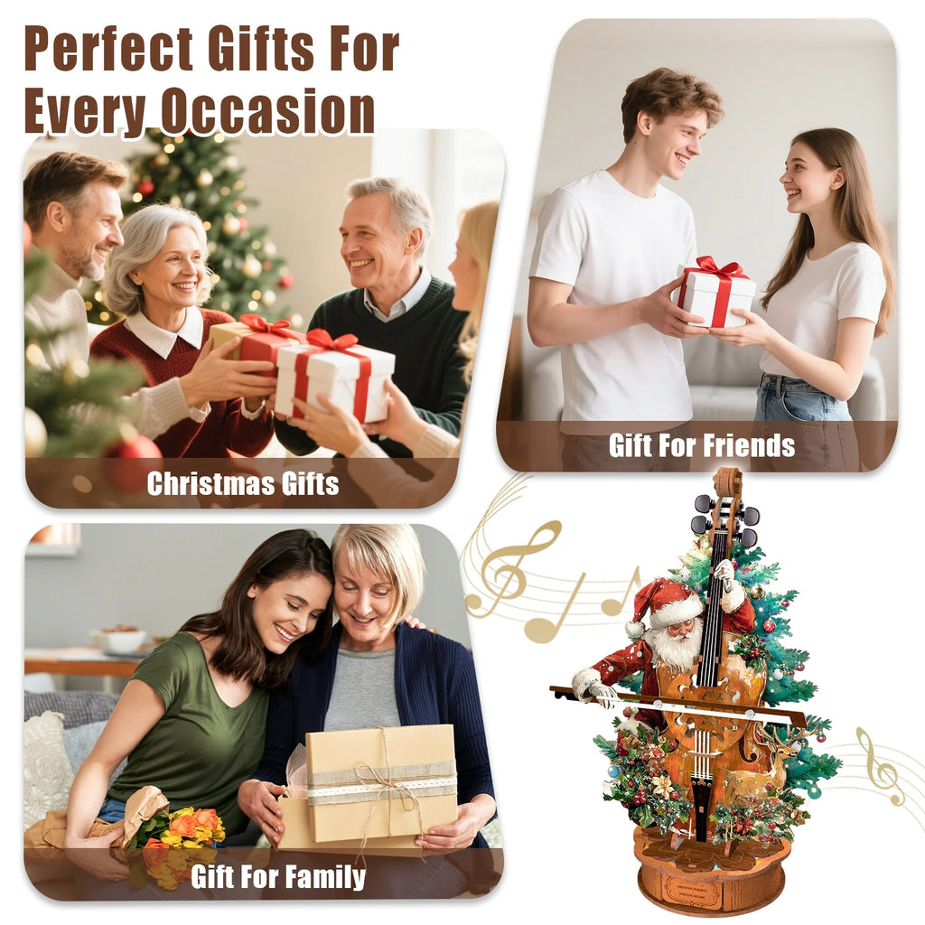 Christmas Cello Music Box Puzzle – Wooden DIY Craft