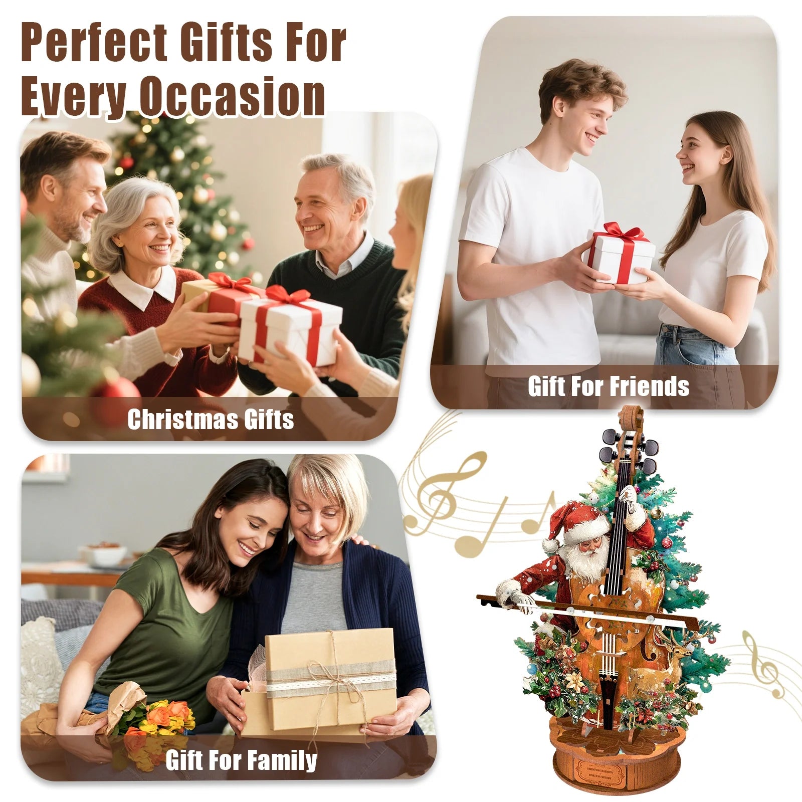 Christmas Cello Music Box Puzzle – Wooden DIY Craft