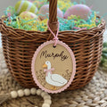 Personalized Easter Basket Tag – Custom Bunny or Goose Name Tag, 3D Engraved Wooden Easter Tag for Kids