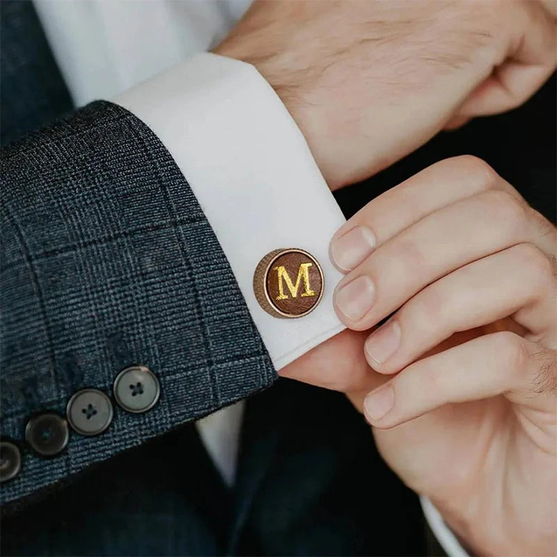 Custom Initial Leather Cufflinks