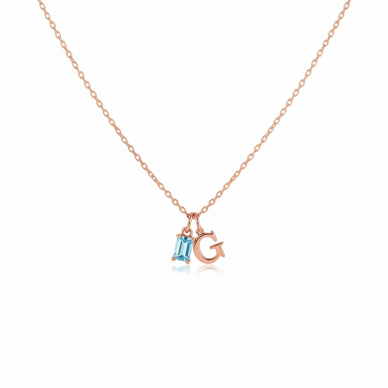 Custom Initial Necklace with Birthstone – Personalized Tiny Letter Necklace for Mom, Minimalist Jewelry Gift for Her