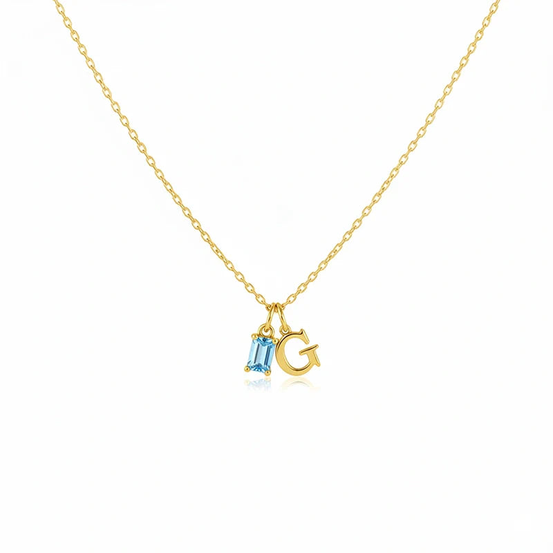 Custom Initial Necklace with Birthstone – Personalized Tiny Letter Necklace for Mom, Minimalist Jewelry Gift for Her