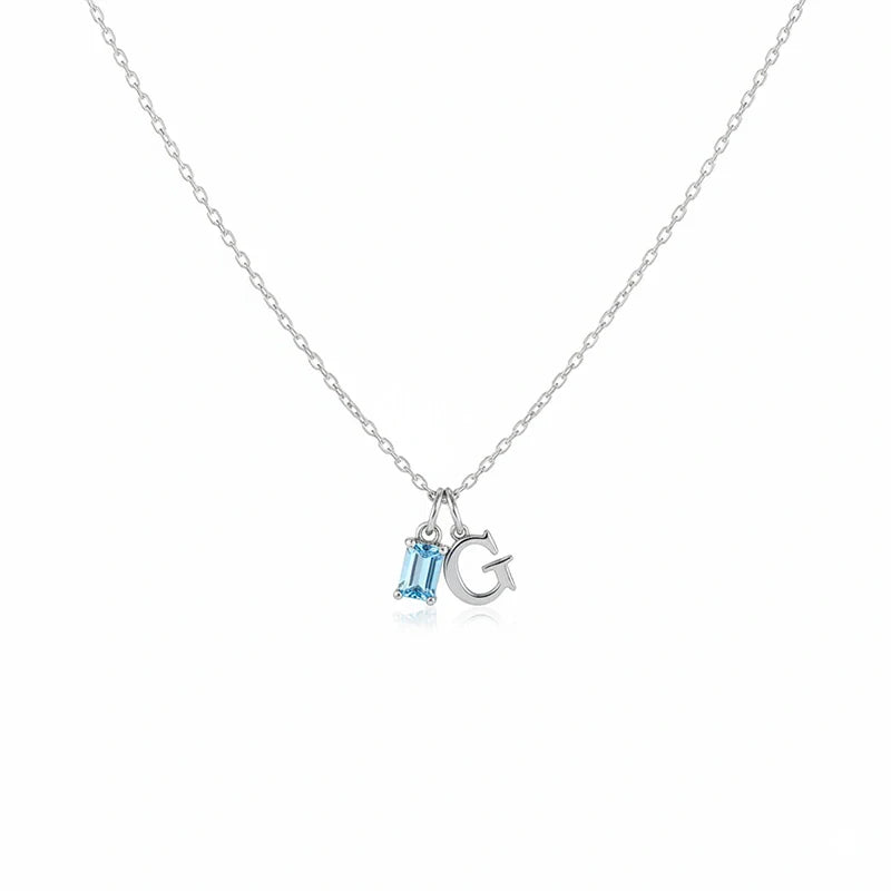 Custom Initial Necklace with Birthstone – Personalized Tiny Letter Necklace for Mom, Minimalist Jewelry Gift for Her