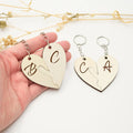 Custom Name Wooden Heart Keychains – Personalized Puzzle Couple Keyring Set