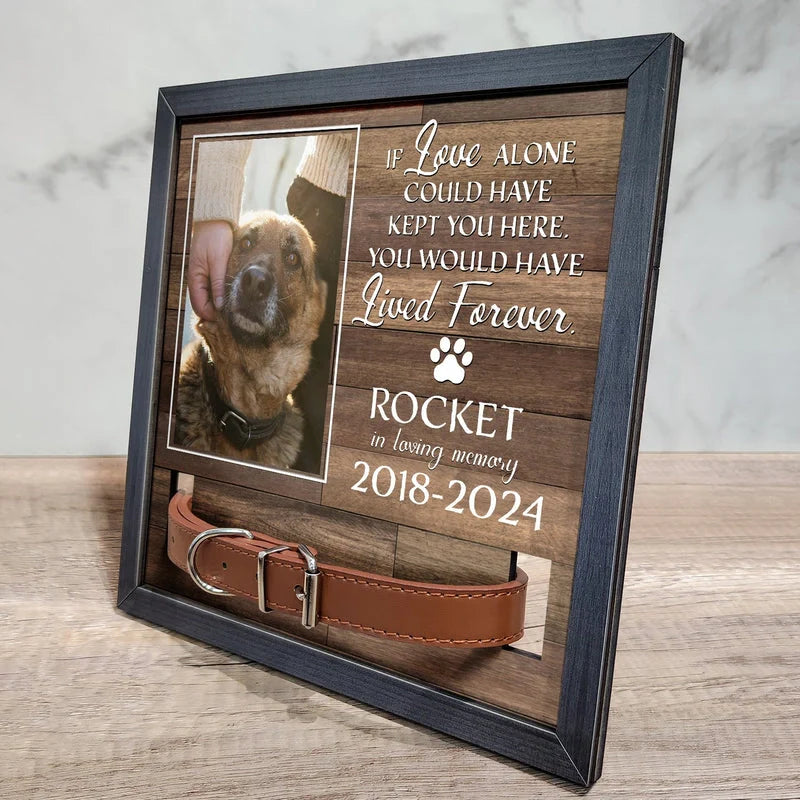 Custom Pet Memorial Photo Frame with Collar Holder – Personalized Dog & Cat Loss Gift | “My Hardest Goodbye” Sign
