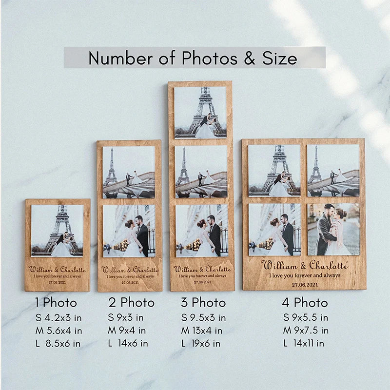 Custom Photo Acrylic Wood Frame – Personalized Wooden Block Picture Gift for Him, Anniversary & Valentine’s Day Gift