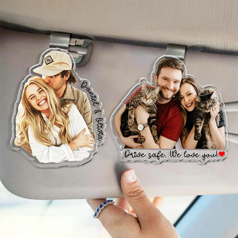 Custom Photo Couples Car Visor Clip