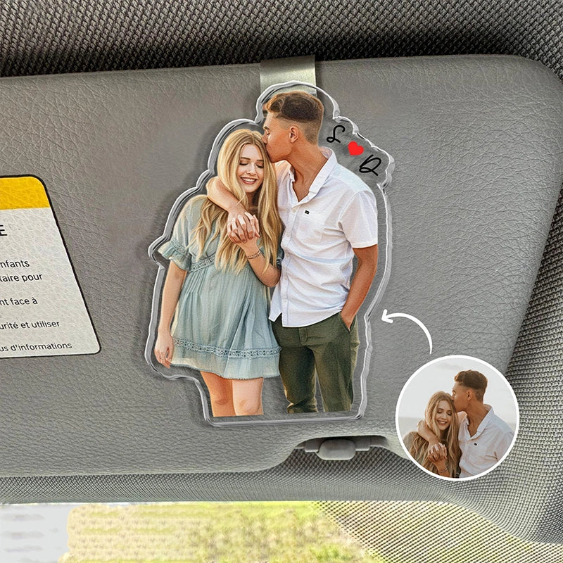 Custom Photo Couples Car Visor Clip