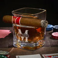 Custom Whiskey Glass with Cigar Holder