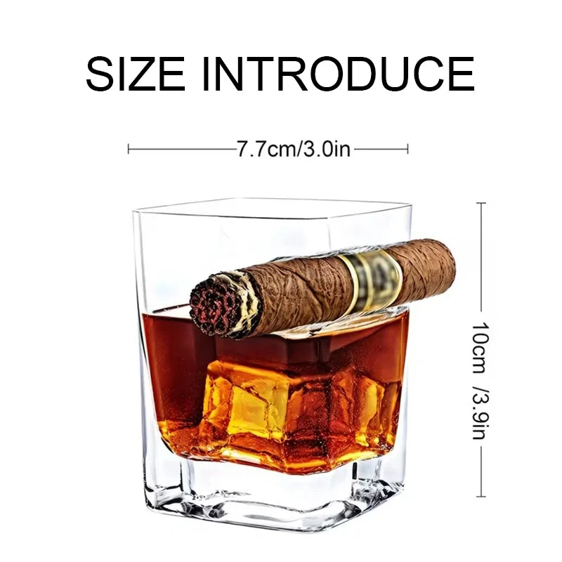Custom Whiskey Glass with Cigar Holder
