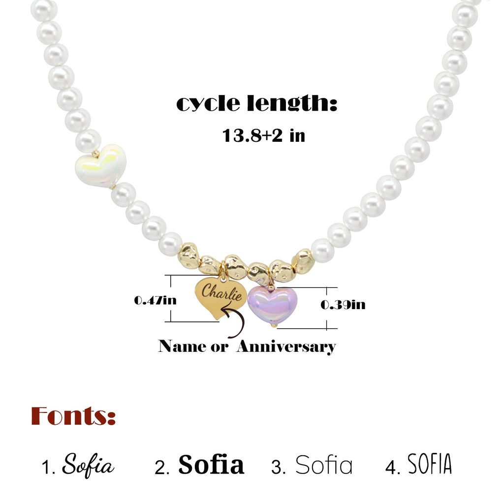 Personalized Heart Pearl Necklace – Custom Birthday Gift