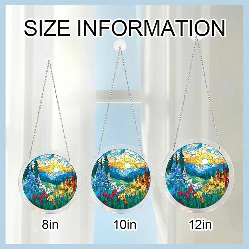 Dawn Blossom Sea Acrylic Suncatcher – Ocean-Inspired Floral Window Art Decor