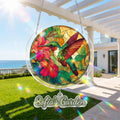 Emerald Flame Hummingbird Acrylic Suncatcher – Vibrant Light-Catching Window Decor