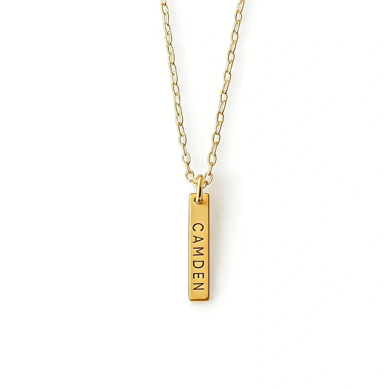 Engraved Vertical Bar Necklace with Multiple Names – Personalized Dainty Bar Necklace for Mom, Mother’s Day Gift