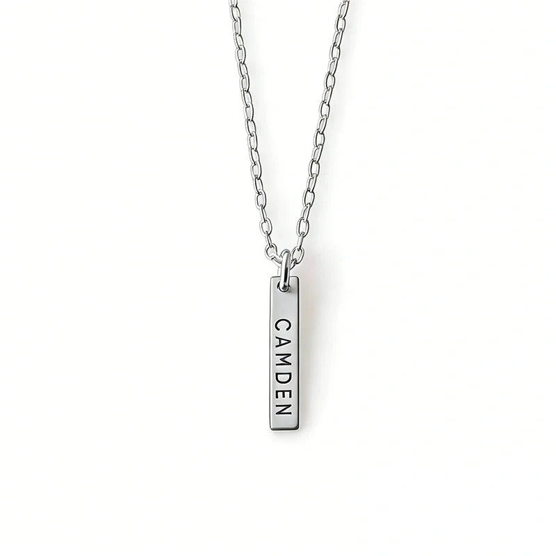 Engraved Vertical Bar Necklace with Multiple Names – Personalized Dainty Bar Necklace for Mom, Mother’s Day Gift