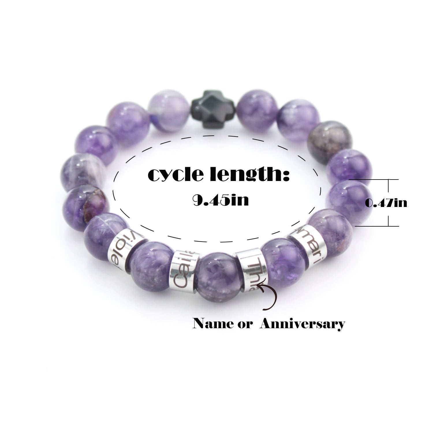 Personalized Natural Mineral Cross Bracelet – Engraved Names Keepsake