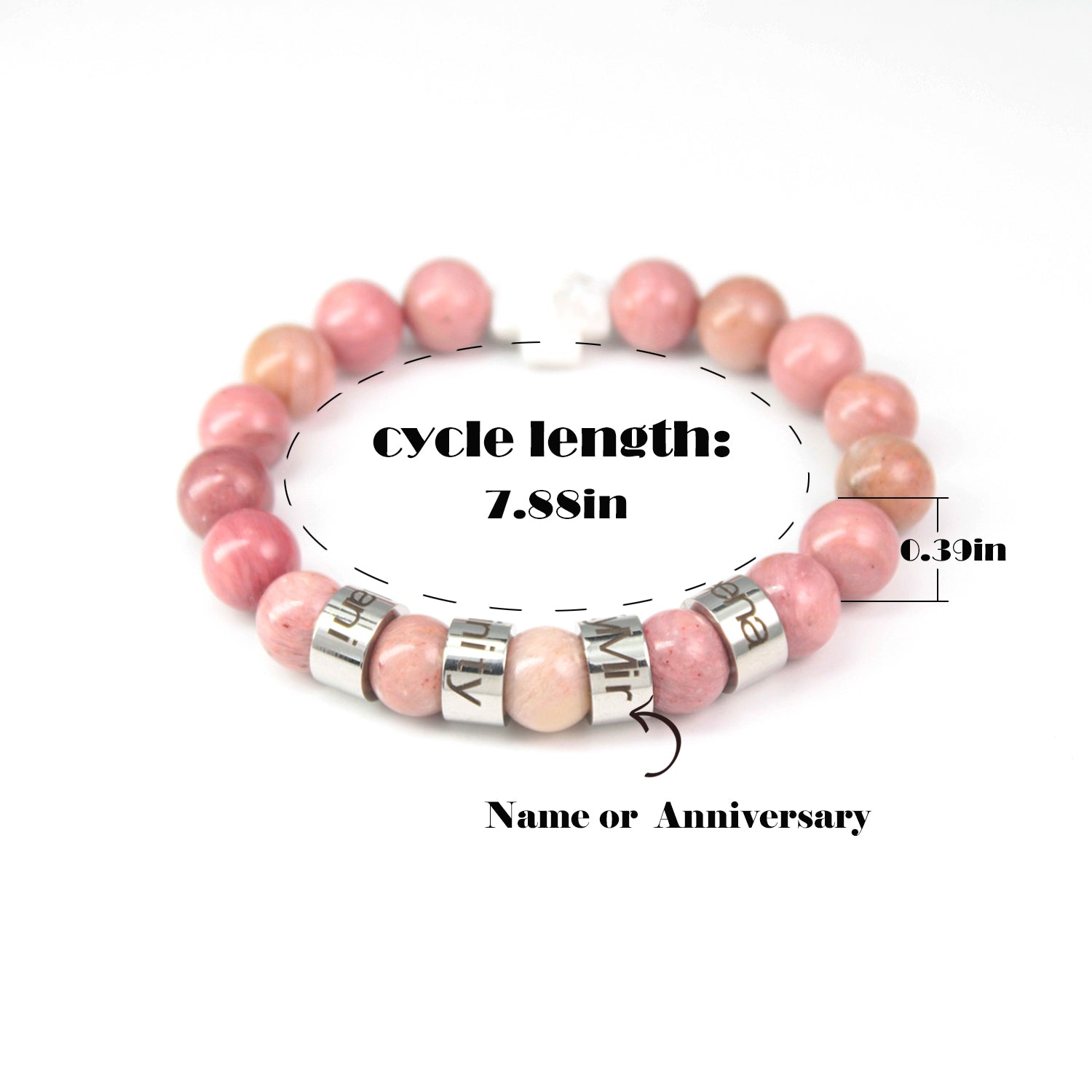 Custom Name Cross-Shaped Gemstone Bracelet 20cm - Daily Wear & Keepsake Gift