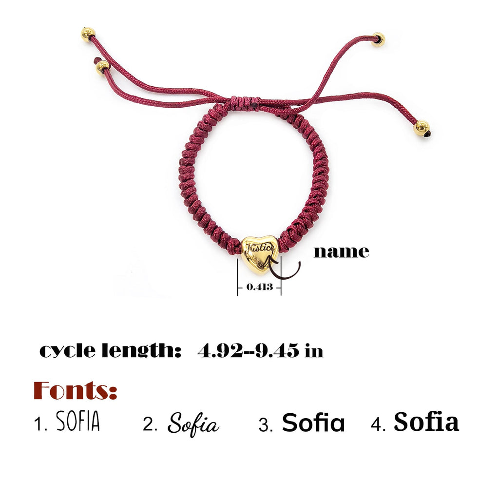 Personalized Braided Heart Name Bracelet – Custom Handmade Jewelry Gift for Her