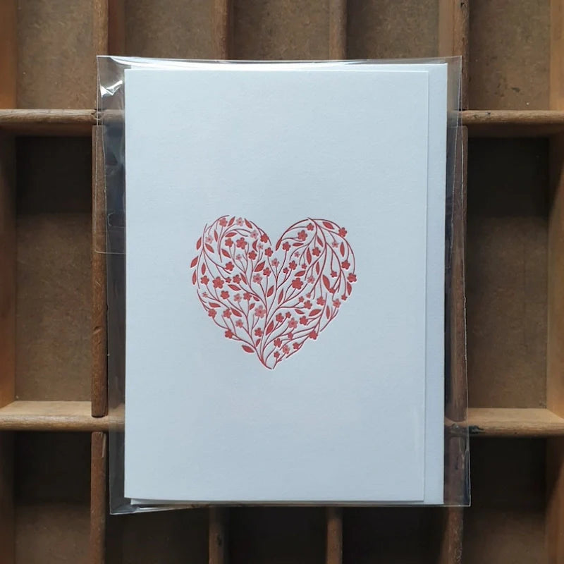 Floral Heart Letterpress Notecard Set of 6