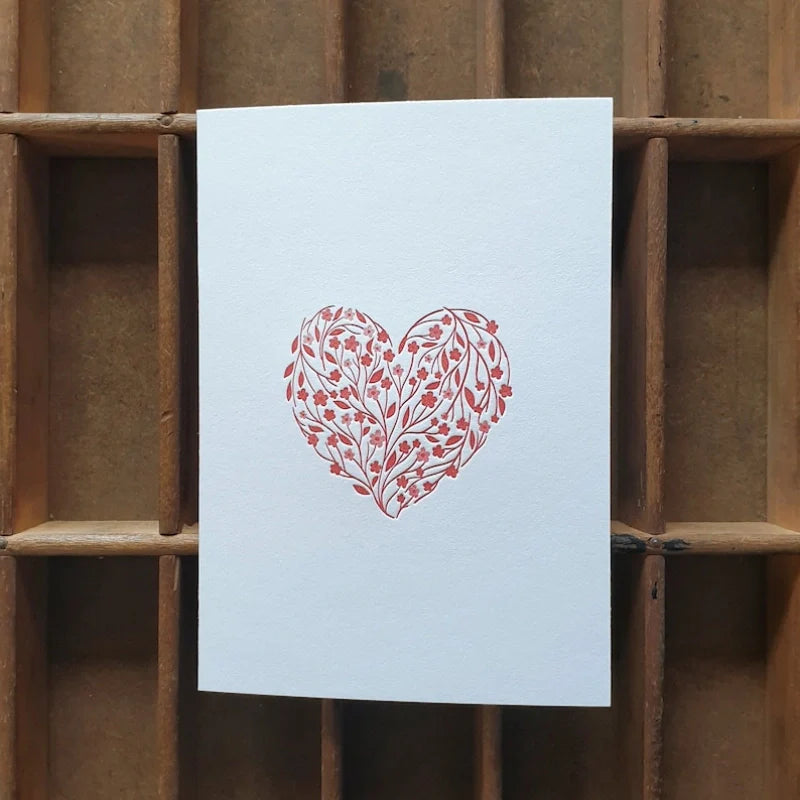Floral Heart Letterpress Notecard Set of 6