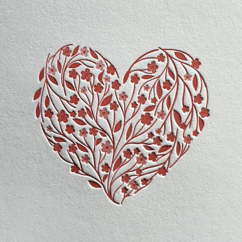 Floral Heart Letterpress Notecard Set of 6
