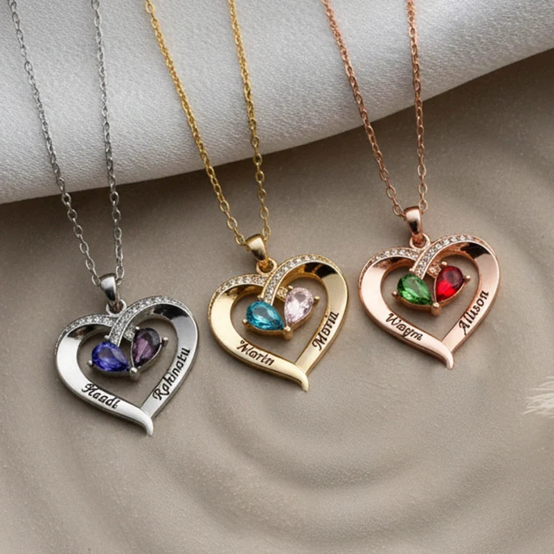 Forever Love Birthstone & Diamond Heart Necklace| Mother’s Day Gift for Mom