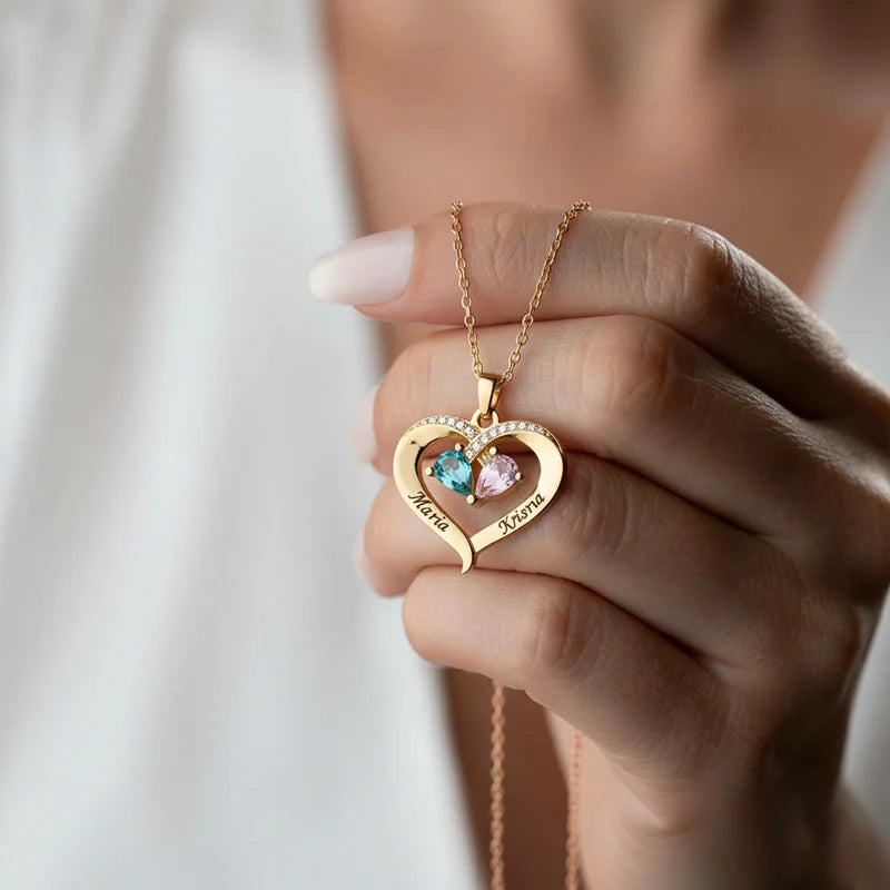 Forever Love Birthstone & Diamond Heart Necklace| Mother’s Day Gift for Mom