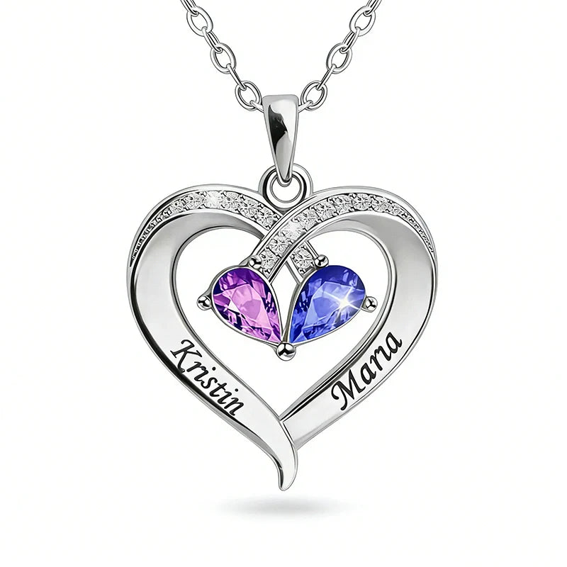 Forever Love Birthstone & Diamond Heart Necklace| Mother’s Day Gift for Mom