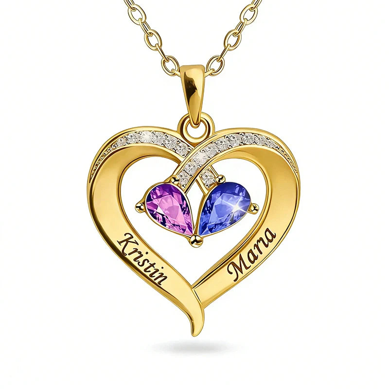 Forever Love Birthstone & Diamond Heart Necklace| Mother’s Day Gift for Mom