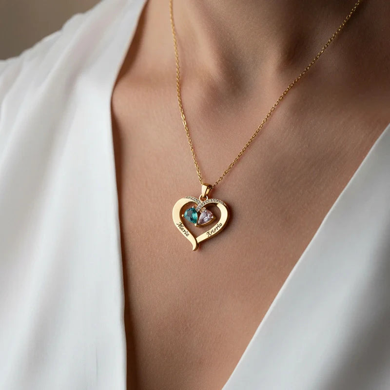 Forever Love Birthstone & Diamond Heart Necklace| Mother’s Day Gift for Mom