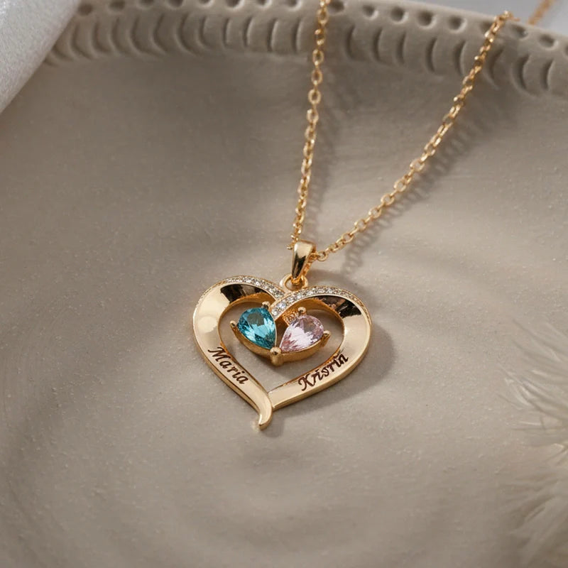 Forever Love Birthstone & Diamond Heart Necklace| Mother’s Day Gift for Mom