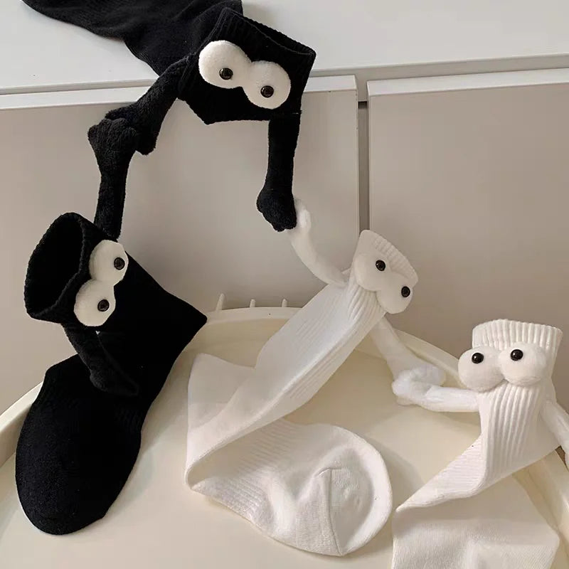 Funny Magnetic Couple Socks | Holding Hands Cotton Matching Socks Gift for Couples & Friends
