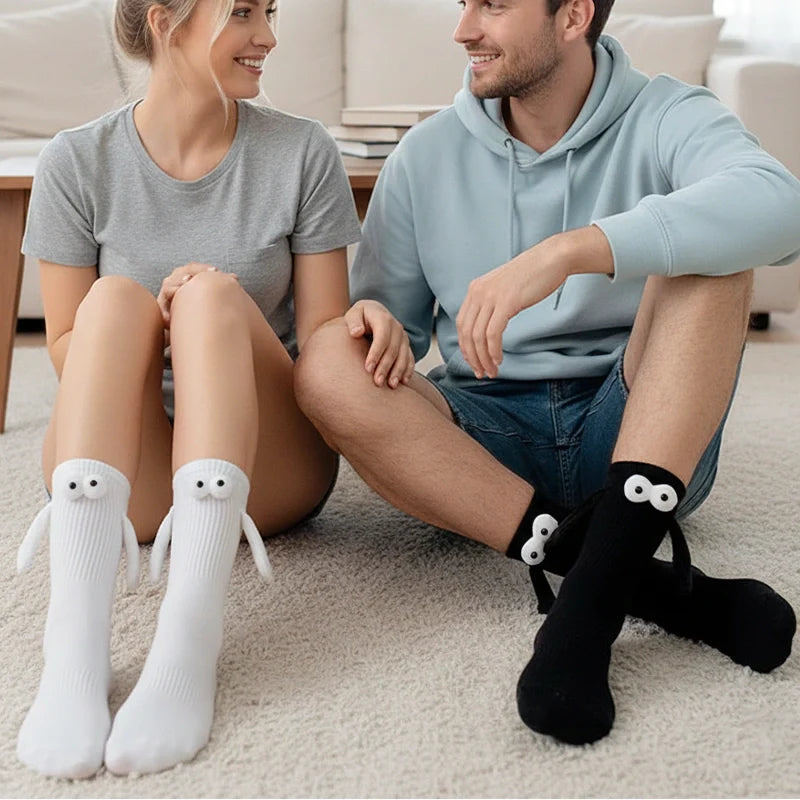 Funny Magnetic Couple Socks | Holding Hands Cotton Matching Socks Gift for Couples & Friends
