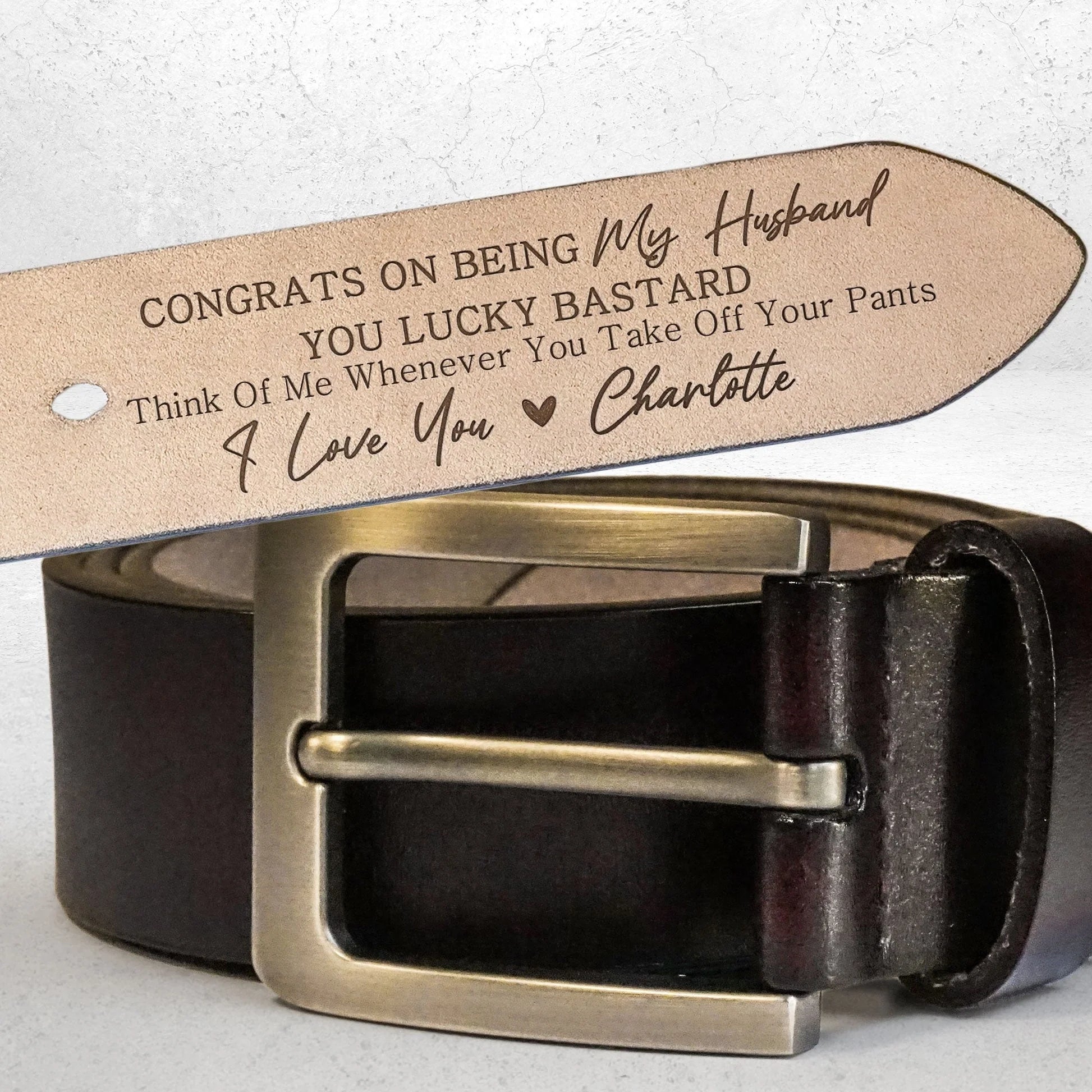 Funny Personalized Engraved Leather Belt for Husband