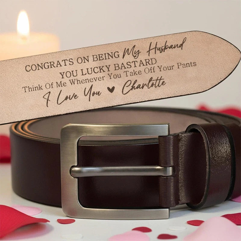 Funny Personalized Engraved Leather Belt for Husband